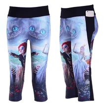 Women Slim Hip Mid Calf Leggings Sexy Cartoon Design Digital Print Fitness Yoga Trousers High Elastic