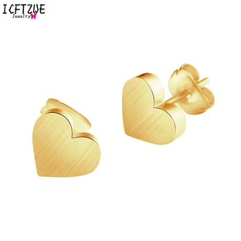 

10pairs Gold Colour Little Heart Fashion Earrings Jewelry For Women Stainless Steel Famous Brand Wedding Valentine Gifts