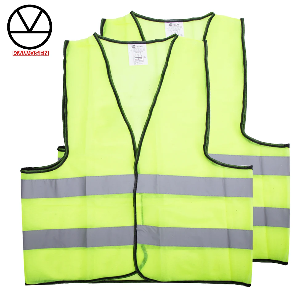 

KAWOSEN 2PCS Car Motorcycle Reflective Safety Clothing High Visibility Hi Viz Vest Warning Coat Reflect Stripes Jacket RSC_01