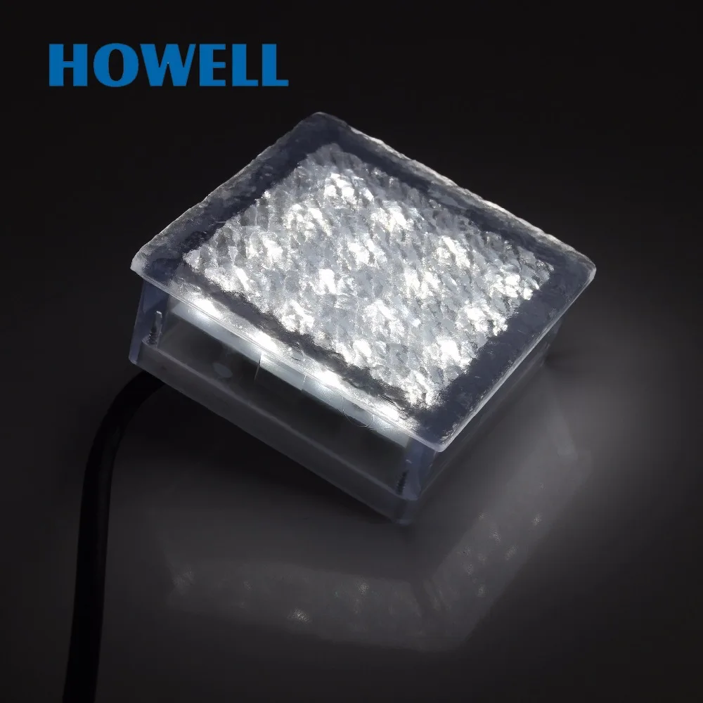 E01401 Howell IP67 Водонепроницаемый ПК квадратный 10x10 Автомобильный светодиодный шаговый Кристалл кирпича освещение ясно Сад дорожки под наземным светом