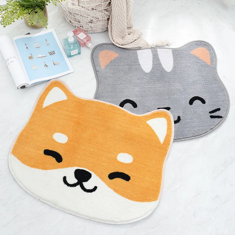 

Animal Style Flocking Cartoon Cat and Dog Floor mat Water Absorption and Slip-proof Footpad at the Door of Home Bathroom