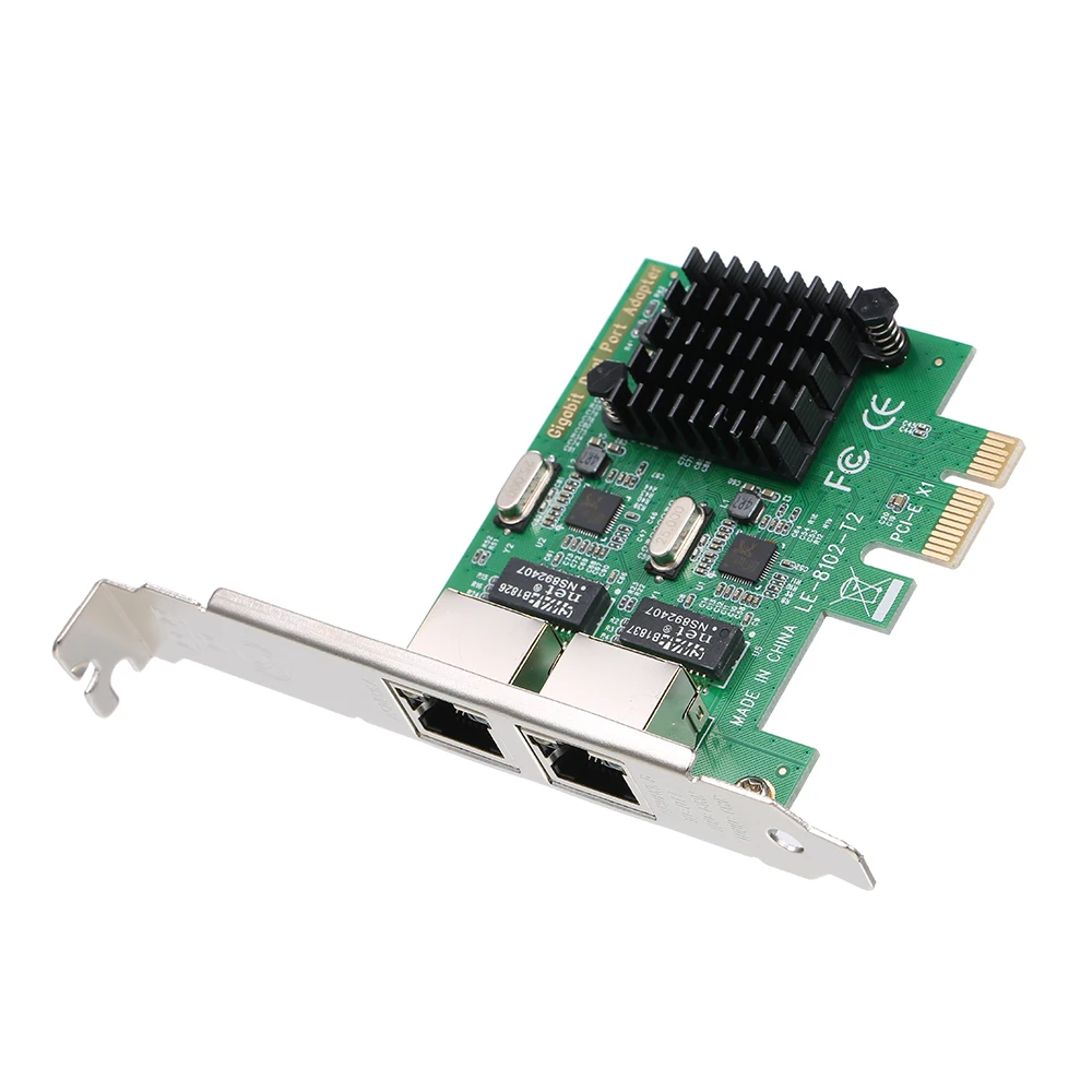 Сетевой серверный адаптер с 2 портами Gigabit 1000M PCI E Ethernet Поддержка EX1/X4/X8/X16|Платы