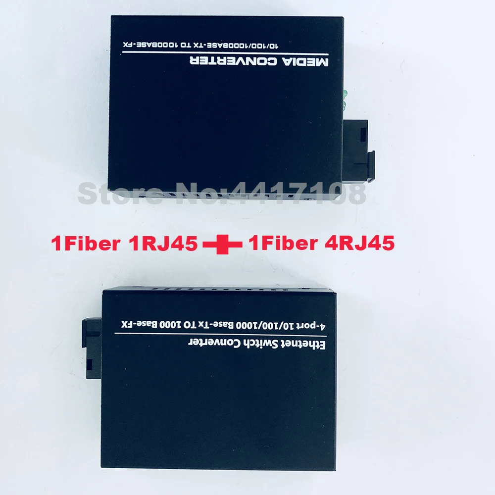 

FTTH free shipping 20KM Gigabit 4 Port Fiber optic gigabit ethernet switch & 1 Port Single Mode Single Fiber Media Transceiver