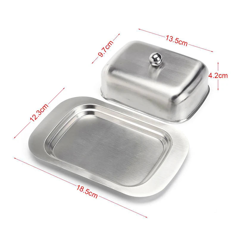 1Set Stainless Steel Butter Dish For Butter Container Elegant Cheese Server Storage Fruit Salad Dinner Tray Cheese Kitchen Dish