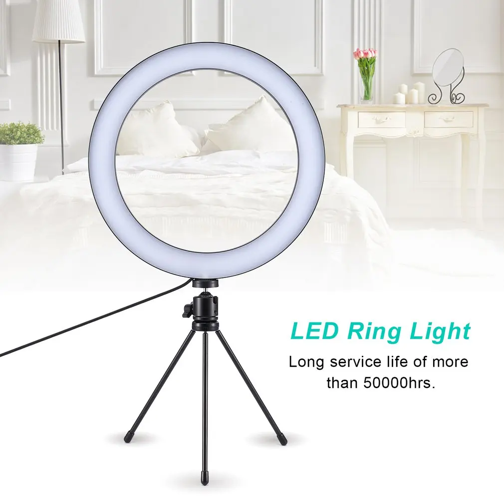 Dimmable LED Studio Camera Ring Light Photo Phone Video Light Annular Lamp With Tripods Selfie Stick Ring Fill Light For Canon