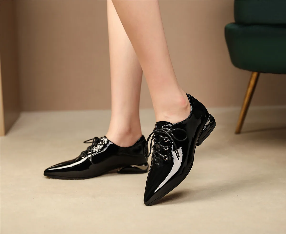 Plus size 34-42 women's genuine leather lace-up flats oxfords leisure soft comfortable espadrilles casual british style shoes