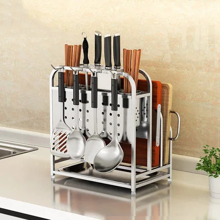 

Stainless Steel Kitchen Shelf Cutting Board Kitchen Knife Kitchen Utensils Storage Rack Multi-function Shelf