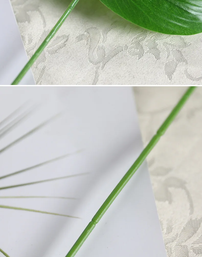 Украшение дома большие искусственные растения, ненастоящие монстера пальмовых листьев зеленого Пластик лист для Еда Подставки для фотографий