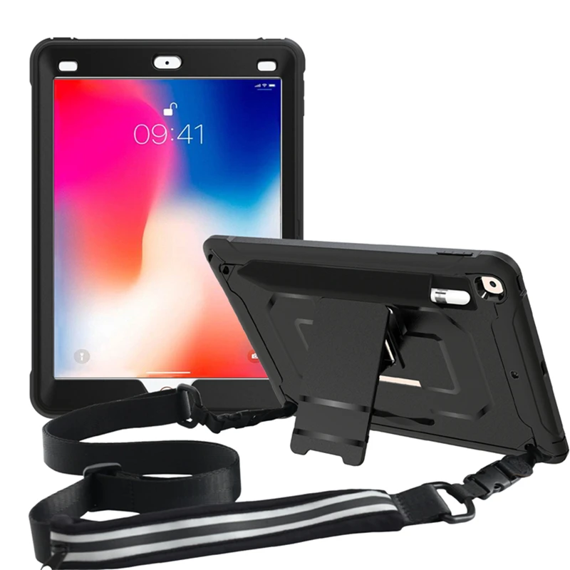 Чехол с держателем для карандашей Ruged для apple ipad 9,7, для планшета, для детей, для друзей, противоударный защитный чехол с подставкой, наплечный ремень, для улицы, для автомобиля