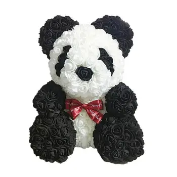 

Rose Panda Flowers Black And White Panda With Tie Valentine'S Day Gifts Children Toy