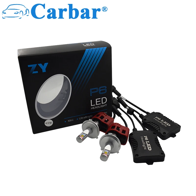 Carbar# P6 H4 4500LM супер яркий 45 Вт H4 HB2 9003 комплект для преобразования дальнего и ближнего света 360 градусов светодиодный лампы для фар 5000k 4000k 6000k