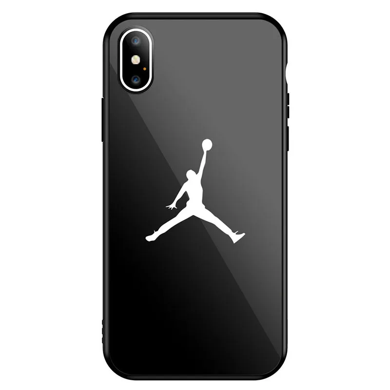 GYKZ Jordan Phone Cases For iPhone XS MAX XR X 7 8 6 6s Plus Luxury Sports Simple Glossy Tempered Glass Back Cover Coque Capa