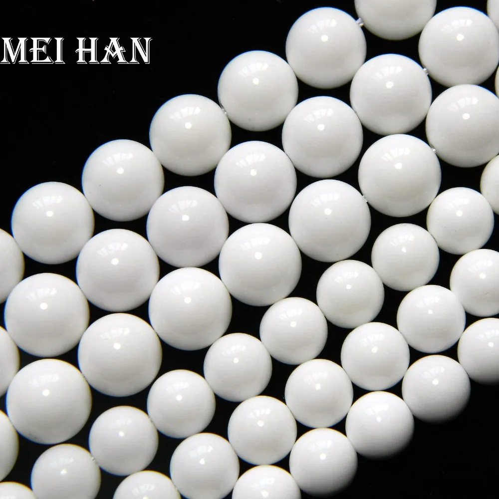 

Meihan Free shipping 6mm , 8mm ,10mm natural stone white agate smooth round loose beads for jewelry making design or DIY