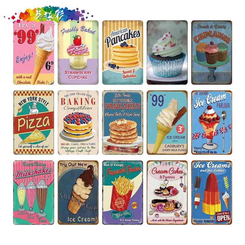 

Moura color BURGERS & FRIES Metal Sign Bar Wall Decoration Tin Sign Vintage Metal Signs Home Decor Painting Plaques Art Poster
