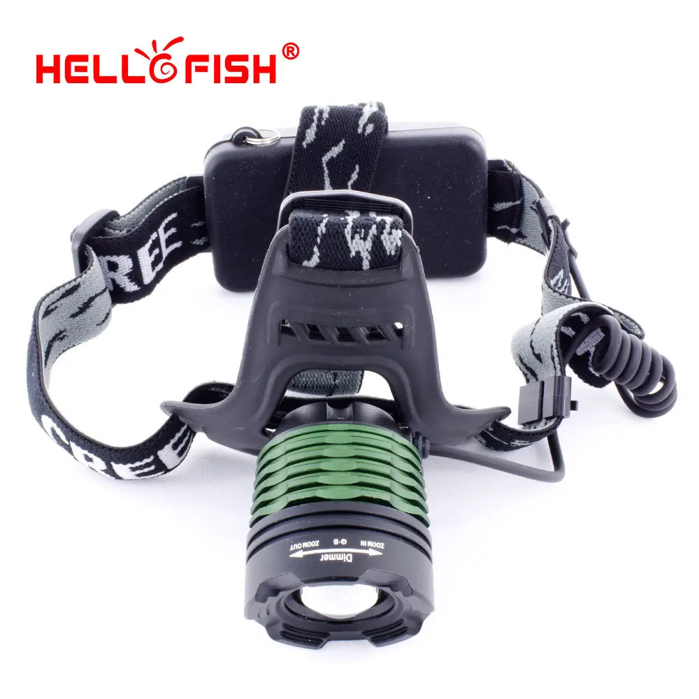 Hello Fish CREE XML T6 1000lm LED Headlamp Headlight 1000 lm zoom torch Flashlight