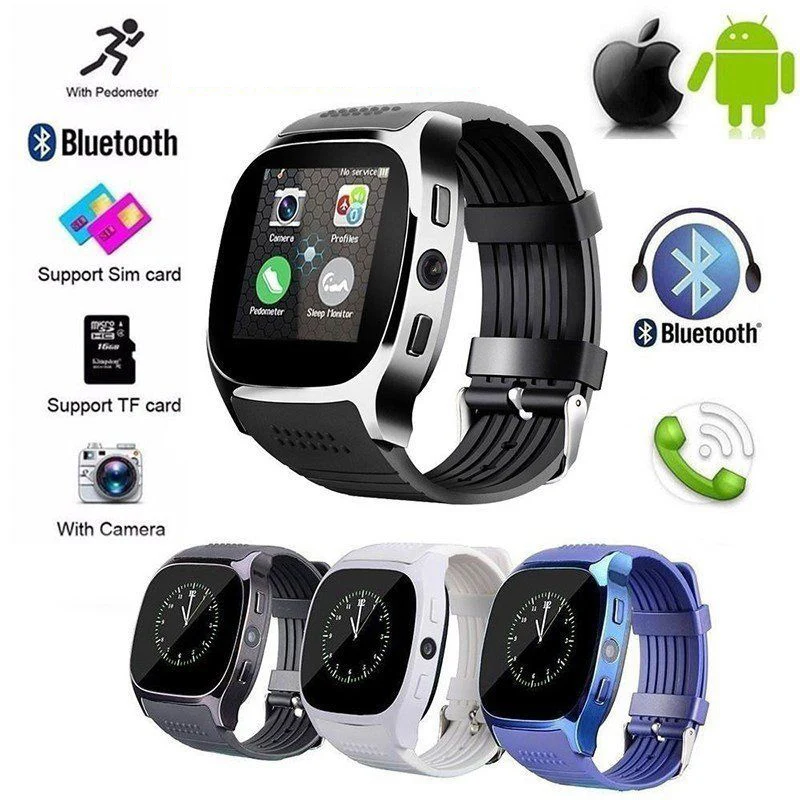 С Bluetooth T8 умные часы Шагомер GSM SIM спортивные фитнес водонепроницаемые наручные часы для IPhone samsung телефон