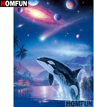 

HOMFUN Full Square/Round Drill 5D DIY Diamond Painting "Dolphin scenery"Embroidery Cross Stitch 5D Home Decor A02087
