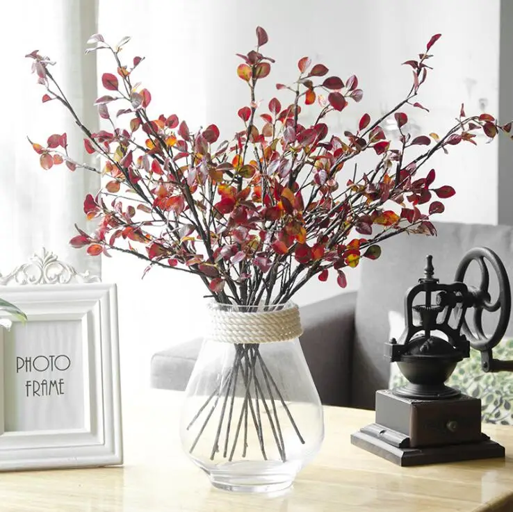 

Artificial Plastic Tree Branches with red silk leaves for autumn home Christmas decoration fake flowers plants wreath floristics