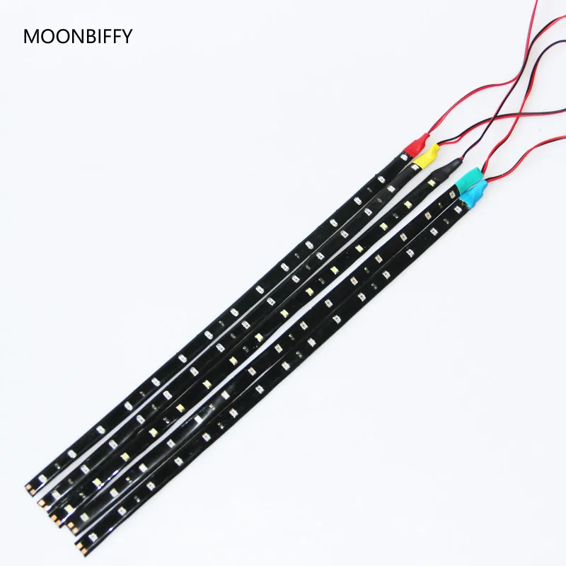 

MOONBIFFY 1Pcs Waterproof Car Auto Decorative Flexible LED Strip HighPower 12V 30cm 15SMD Car LED Daytime Running Light 5 colors