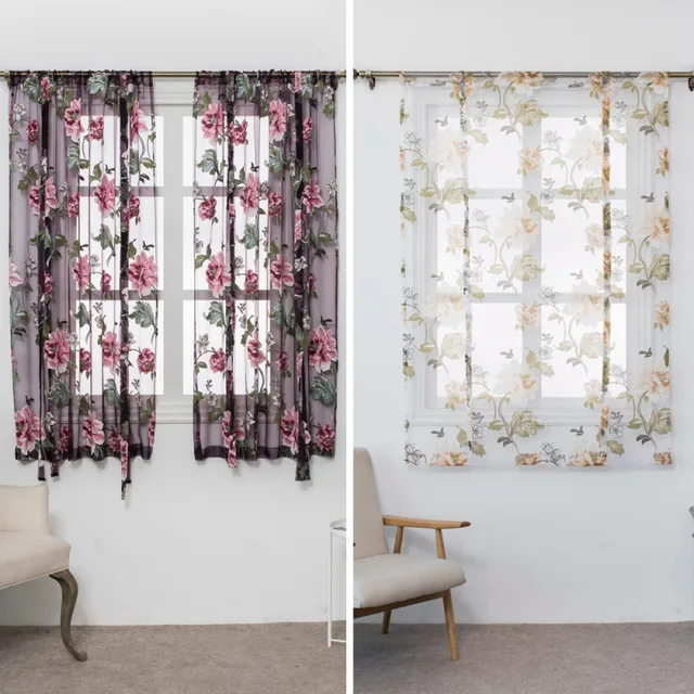 Best Offers Butterfly Flower Type Roman Short Curtains Use for Living Room Kitchen Burnt-out Flower Tulle Semi-shading Curtains Best Offers Butterfly Flower Type Roman Short Curtains Use for Living Room Kitchen Burnt-out Flower Tulle Semi-shading Curtains