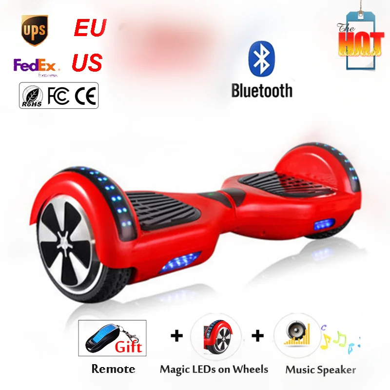 6.5 inch Speedway Bluetooth Zelf Balans Elektrische Staande Hoverboard Scooter Afstandsbediening LED Light op Twee Wiel Smart Sk