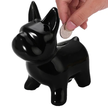 

Home Decor Ceramic Balloon Dog Piggy Bank Bulldog Ornament Office Table Desk Coins Storage Box Decorative Animal Piggy Bank