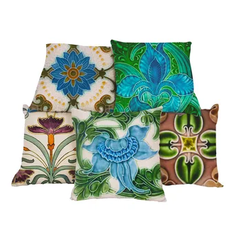 

2019 Green Ethnic Pattern Decorative Pillowcases Polyester Abstract Throw Pillow Case Printing Geometric Sofa Pillow Cover
