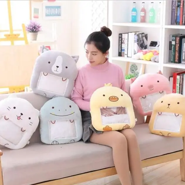 Японское аниме sumikko gurashi плюшевая подушка с теплыми руками прозрачное окно может играть мобильный телефон