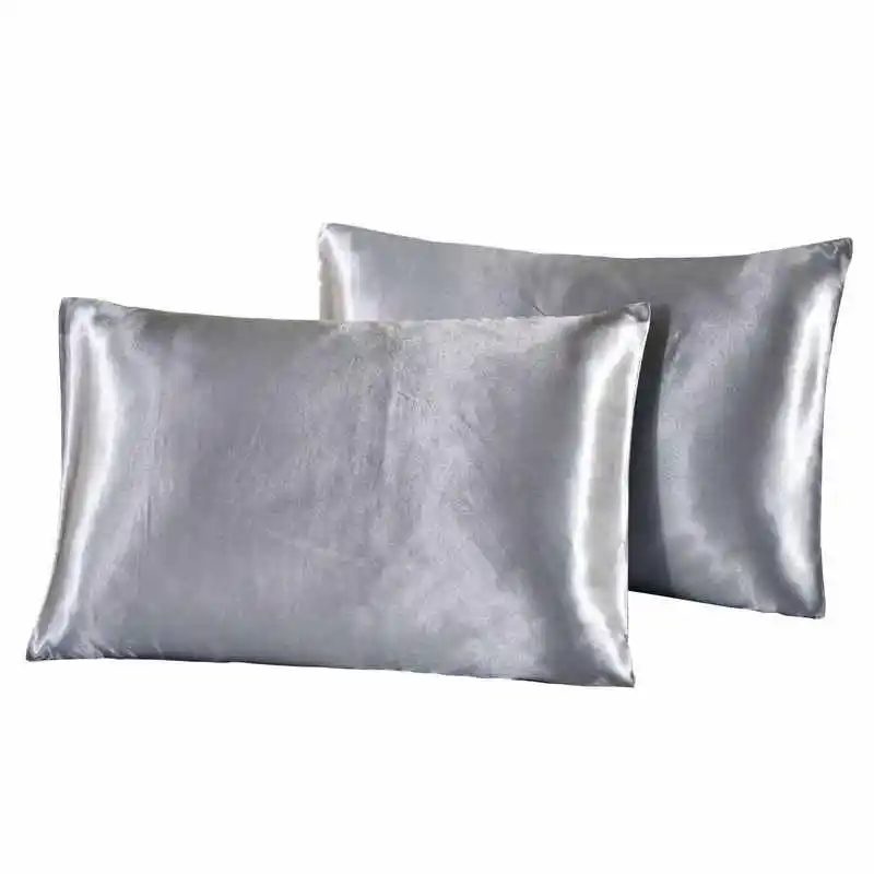 Summer simulation silk solid color cooling pair pillowcases 51*76cm bigger size pillowcases 51*102cm good sleep - Цвет: Черный