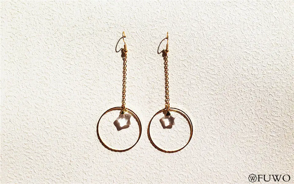 Gold Circle Rock Crystal Earrings 8