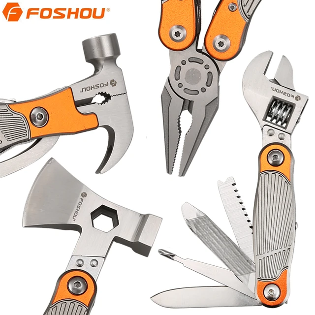 FOSHOU Mini Multitool Pliers with Screwdriver Knife Cutter Set Camping
