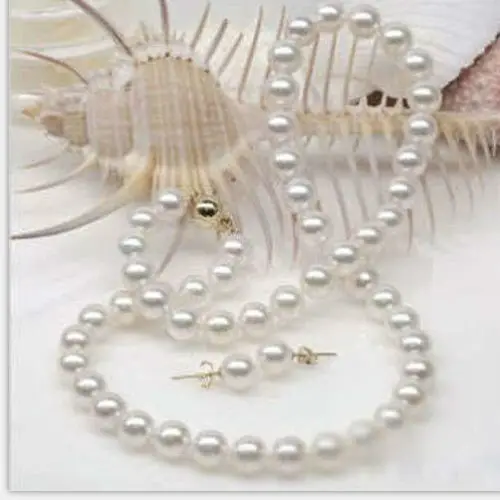 

FREE SHIPPING HOT sell new Style >>>>CLASSIC 17"10-11mmSOUTH SEA WHITE PEARL NECKLACE &EARRING