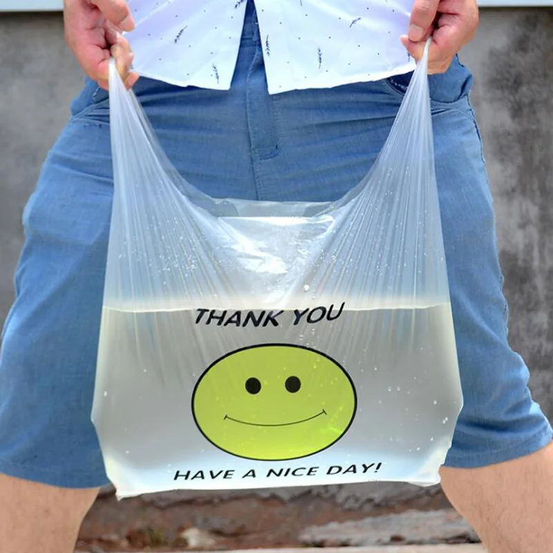 100 шт/партия прозрачный smiley пластиковый пакет для покупок