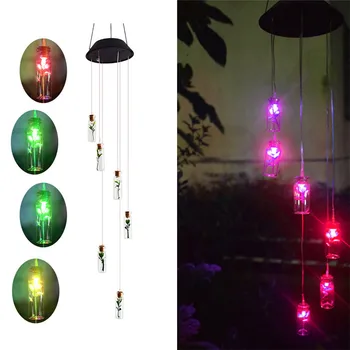 

LED Solar Powered Wind Chime Light Home Garden Hanging Spinner Lamp Decor Solar Light Color-Changing Wind Chime Lighting 0625#
