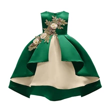 Baby Girls embroidery Silk Princess Dress for Wedding Party Kids Christmas Dresses Children Flower Formal Fashion Kids Clothing ircomll flower girl dresses 2018 christmas princess half sleeves a line formal wedding birthday party dress for kids clothing