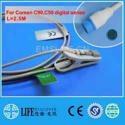 Длинный кабель взрослых ухо клип spo2 датчик кислорода для Comen C90, C50 цифровой серии