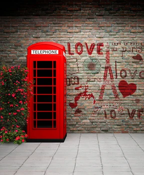 

Brick Wall with Paintings Newborn Baby Photo Background Red Post White Floor Photography Backdrops for Photo Studio Digital