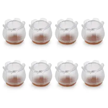 

8 Pack Chair Leg Feet Wood Floor Protectors Furniture Table Covers Set Felt Pads Round Lotus