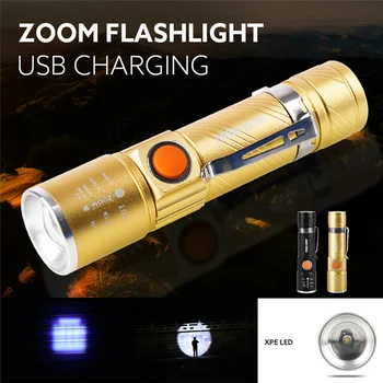 

2018 New Super Bright XPE LED Adjustable Focus USB Rechargeable Flashlight Lamp Torch High Power Waterproof F#4O02