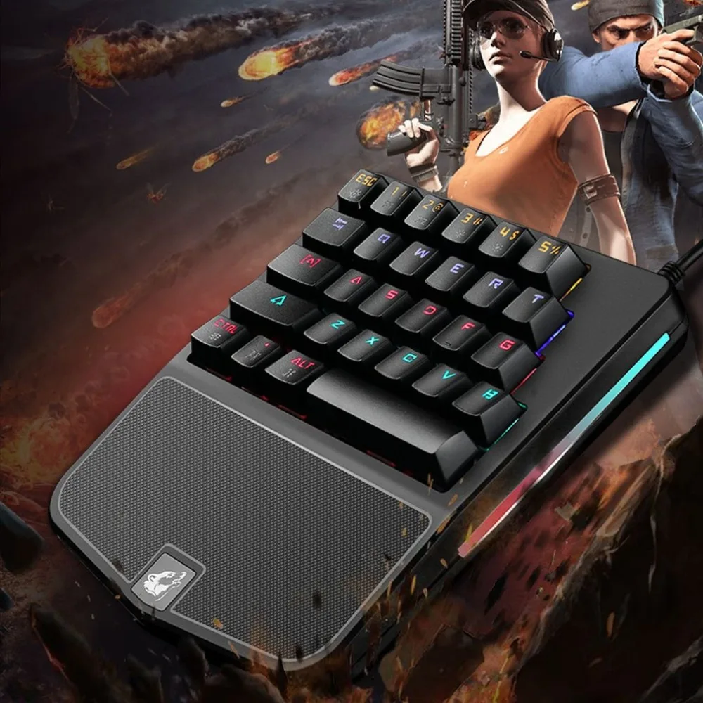 Single Hand Gaming Keyboard Mini Mechanical Keyboard USB Wired One28