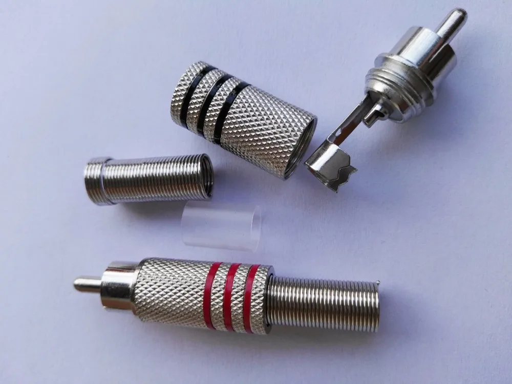 100 pcs lot RCA Male Plug Solder adapter Connector Metal Springin