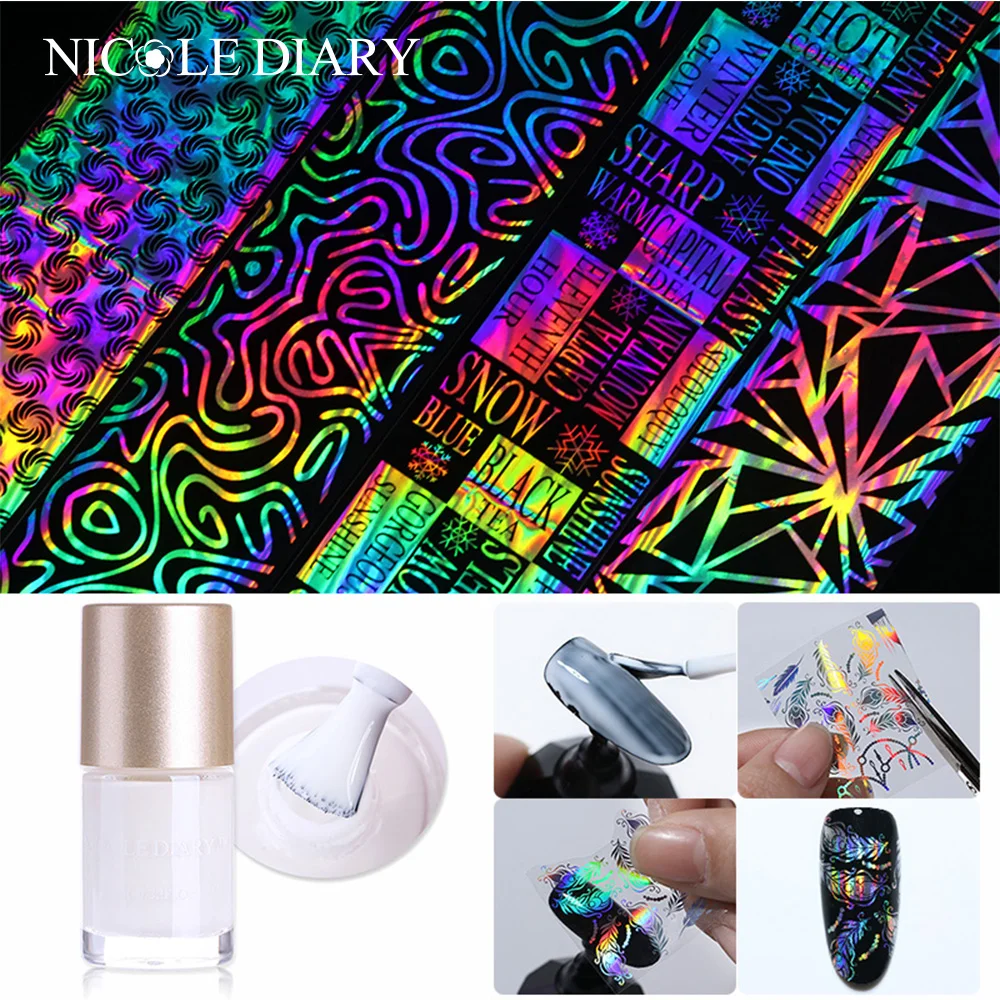 NICOLE DIARY Nail Glue for Nail Foils 9ml Transfer Starry Star Paper