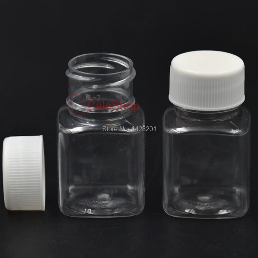 

10 Pcs / Lot 30ml Empty Plastic Sample Vial Storage Bottle Turn Screw Cover Cap Square