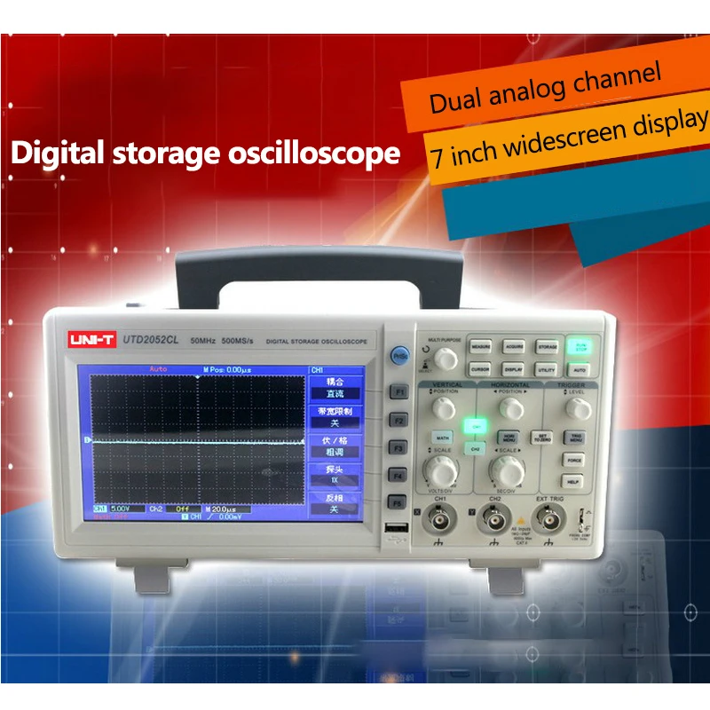 

50Mhz 500Ms/s Oscilloscope USB Digital PC Oscilloscopes 7 Inch LCD Dual Channel Oscilloscope Data Storage Scopemeter