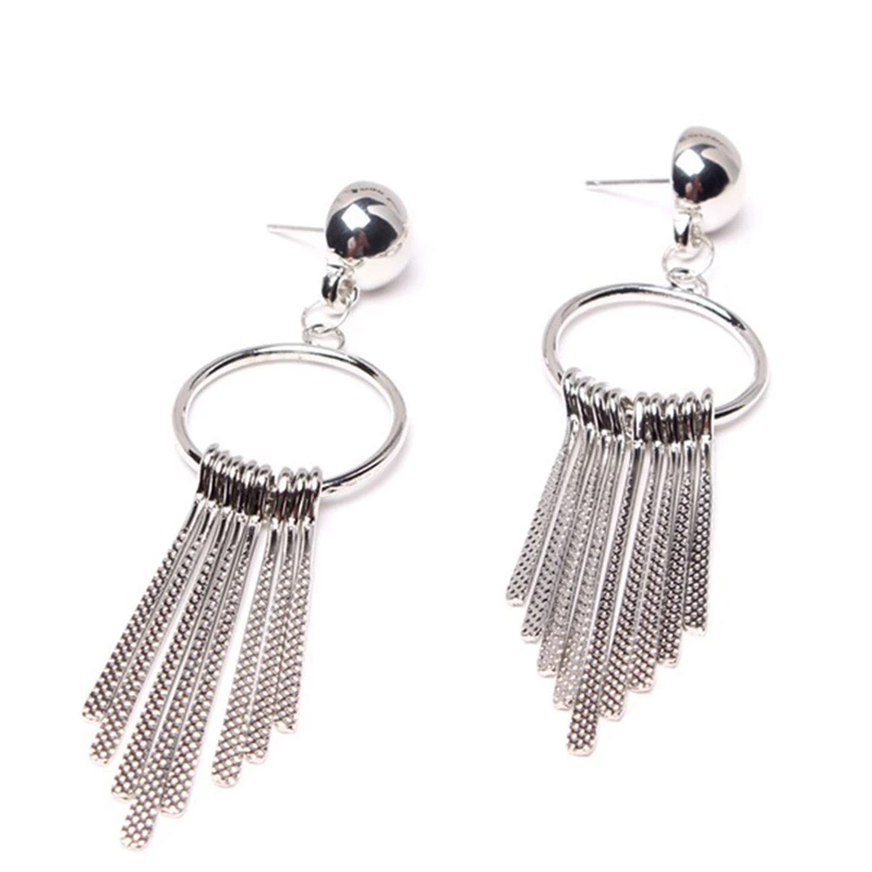 

Korean Fashion Bohemian Tassel Metal Earrings, Temperament Simple Long Tassel Earrings free shipping