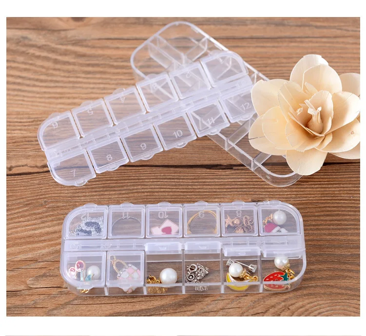 

1PC Plastic Adjustable Jewelry Storage Box Craft Organizer Beads Multifunctional detachable 12 grid jewelry storage Jar LF 052