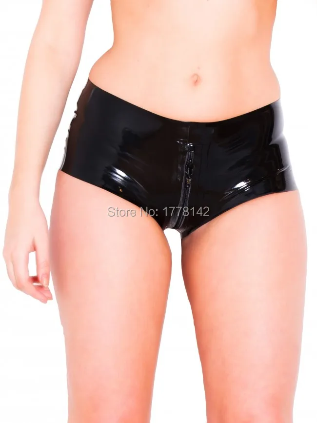 

Latex Pants Women Crotch Zip 2-Way Zip Latex Hotpants Latex Underwear Pants