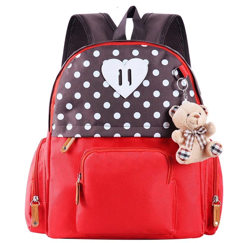 Boys Girls Fashion Canvas Backpacks Kids School Bags Cute Bear Doll