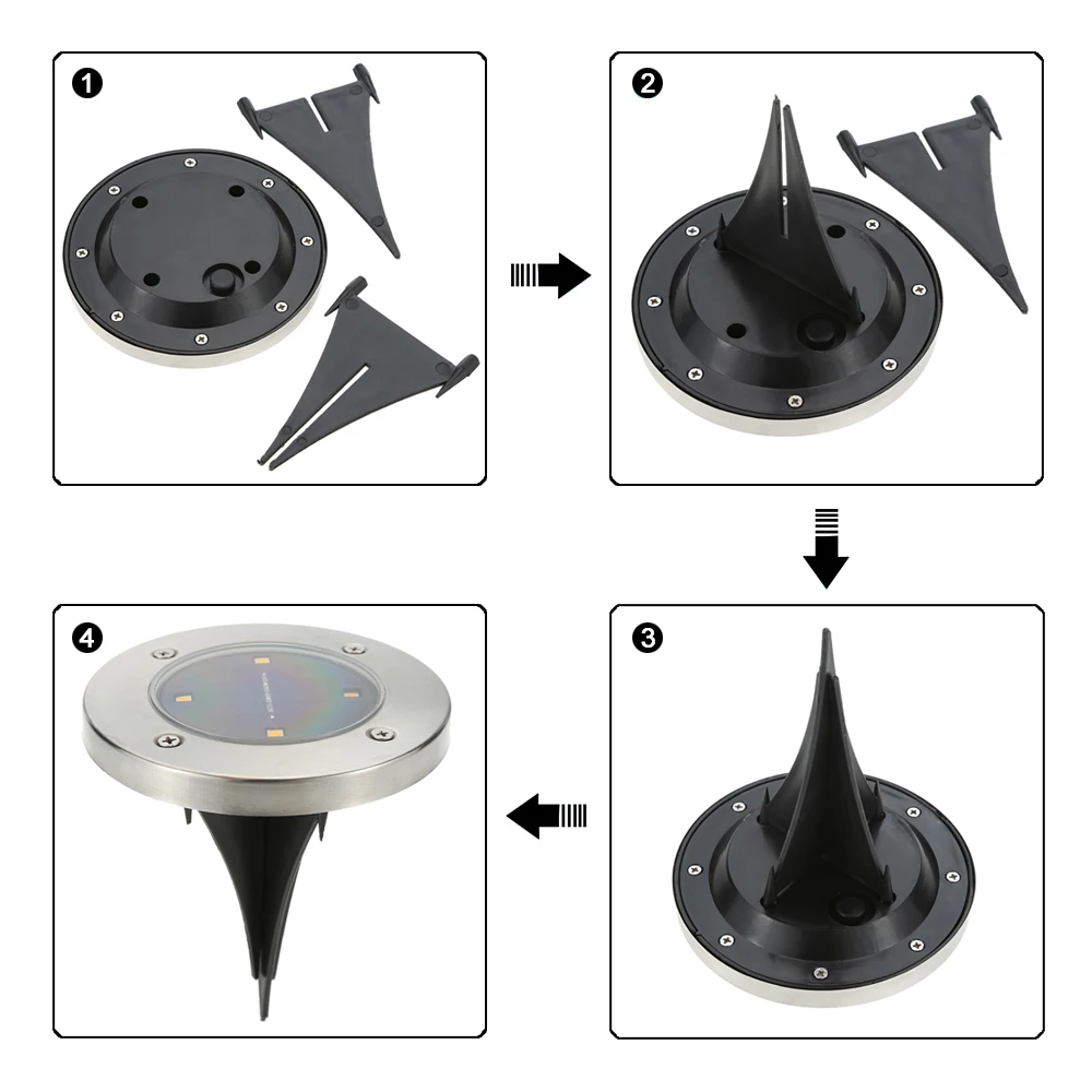 Tomshine наружная лампа 4 шт. Солнечный грунтовый светильник водостойкий 4 светодиодный 40LM Путь сад Пейзаж Спайк освещение