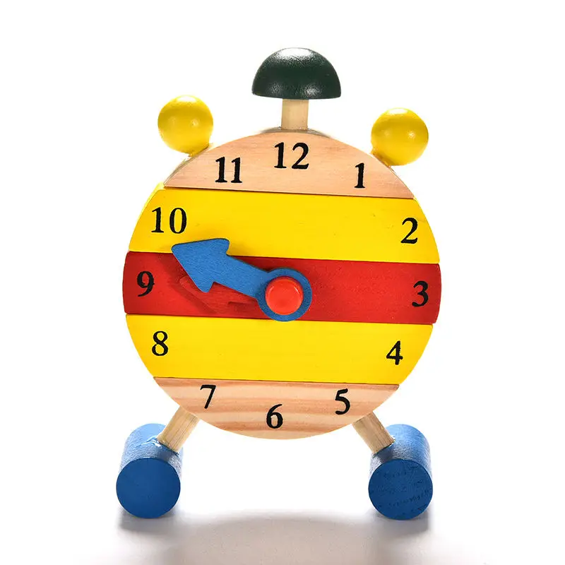 Baby Kids Blocks Early Learning Building Educational Wooden Clock Toy